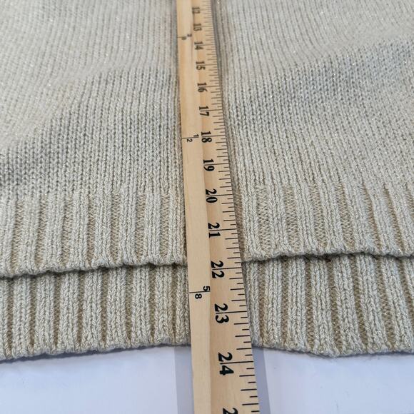 Banana Republic M Short Sleeve Sweater Metallic Knit Gold Shimmer Pullover - Picture 7 of 8
